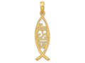 FJC Finejewelers 14k Yellow Gold Ichthus Fish with Jesus Charm
