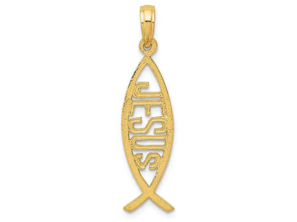 FJC Finejewelers 14k Yellow Gold Ichthus Fish with Jesus Charm