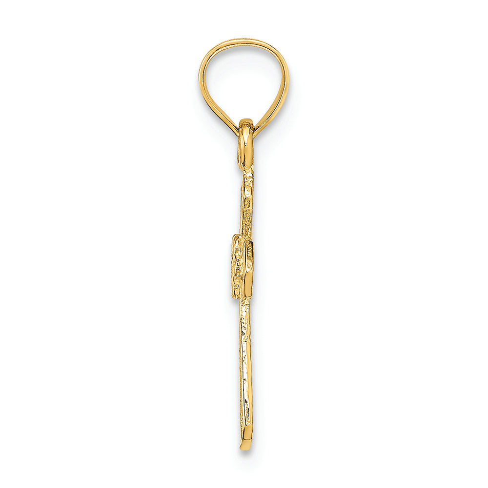 FJC Finejewelers 14k Yellow Gold Small Cross with Flower Charm