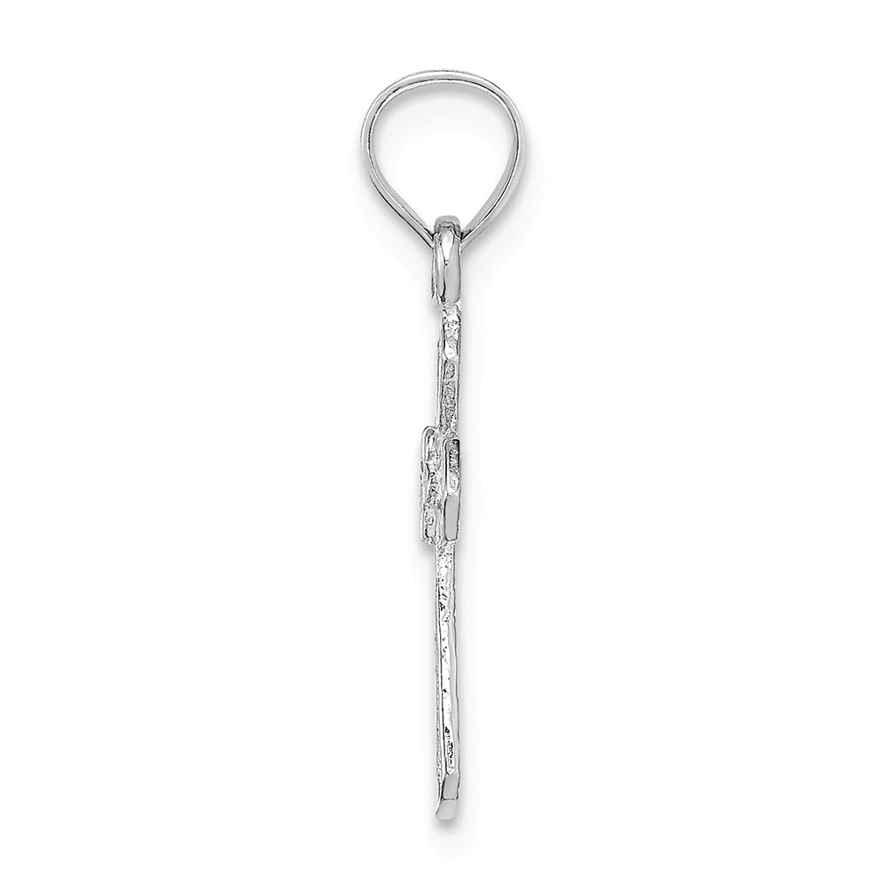 FJC Finejewelers 14k White Gold Small Cross with Flower Charm