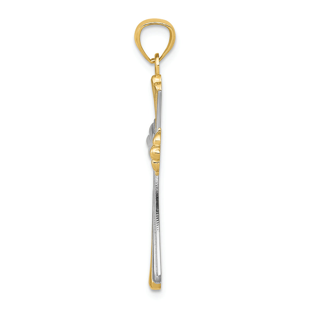 FJC Finejewelers 14k Yellow Gold Bright Cut with Rhodium Cross Charm