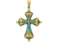 FJC Finejewelers 14k Yellow Gold Multi Color Enamel Cross Charm