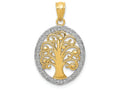 FJC Finejewelers 14k Yellow Gold with Rhodium Plated Tree Of Life Charm