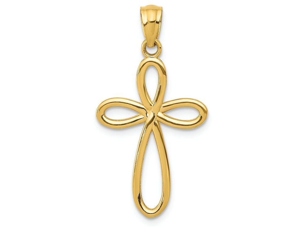 FJC Finejewelers 14k Yellow Gold Ribbon Cross Charm