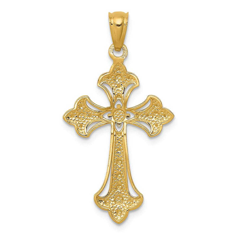 FJC Finejewelers 14k Yellow Gold with Rhodium Bright Cut Cross Charm