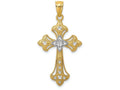 FJC Finejewelers 14k Yellow Gold with Rhodium Bright Cut Cross Charm