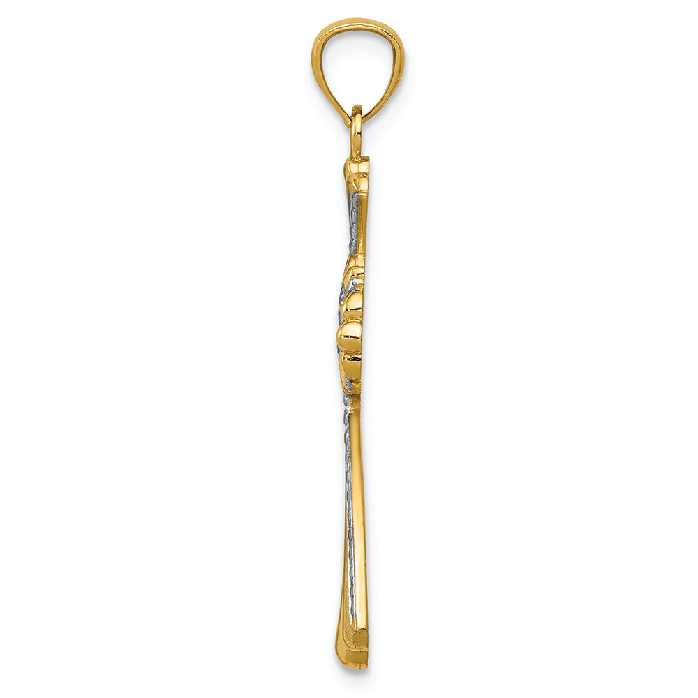 FJC Finejewelers 14k Yellow Gold with Rhodium Bright Cut Cross Charm