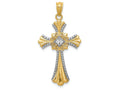 FJC Finejewelers 14k Yellow Gold with Rhodium Bright Cut Cross Charm