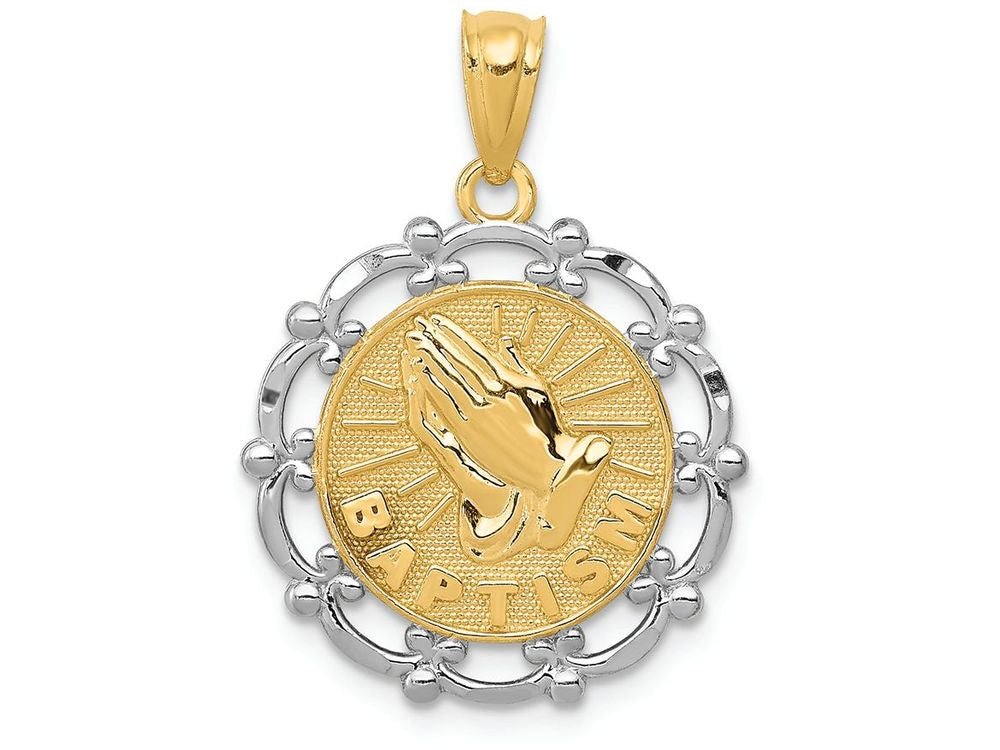FJC Finejewelers 14k Yellow Gold with Rhodium Plated Baptism Charm