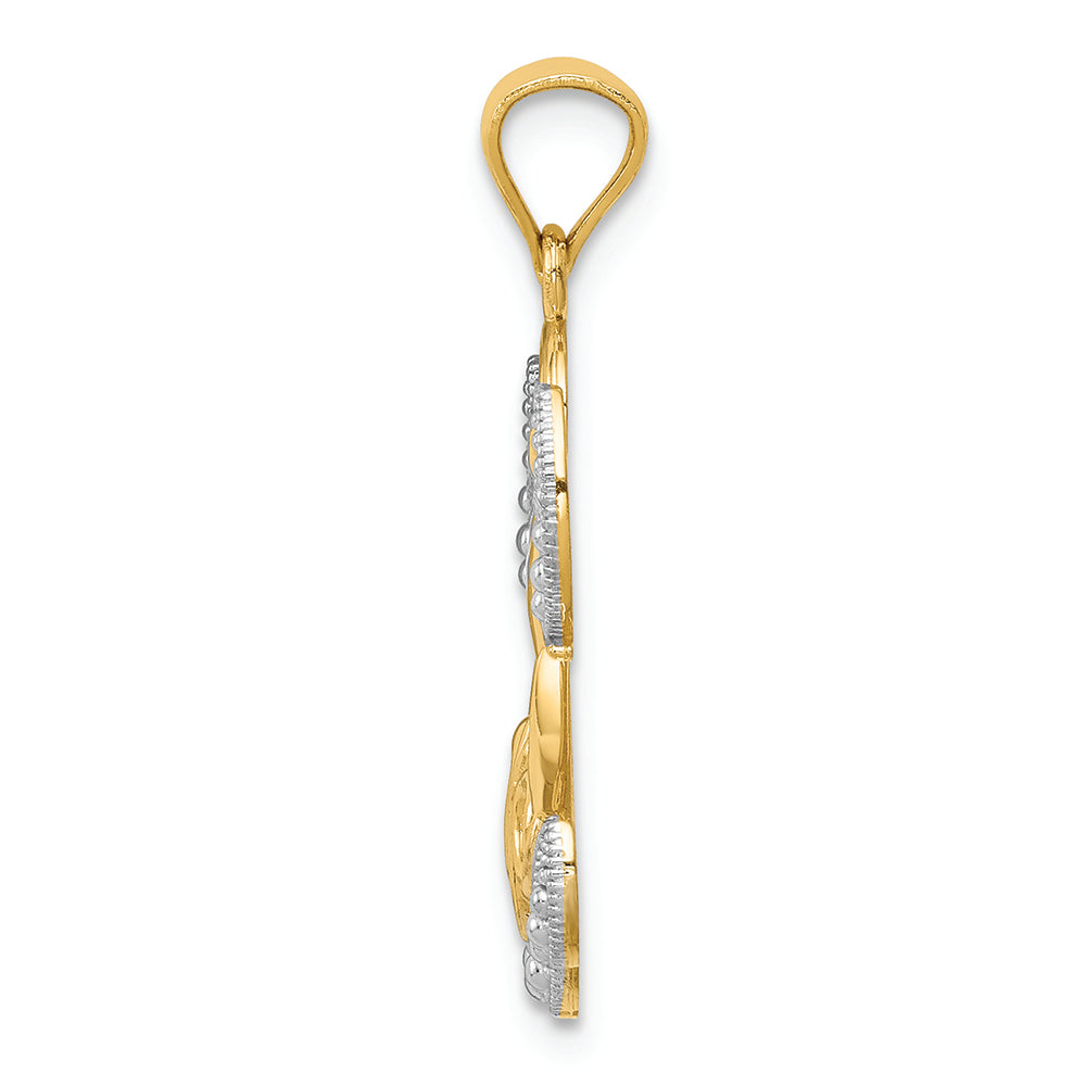 FJC Finejewelers 14k Yellow Gold with Rhodium Plated Angel with Love Charm