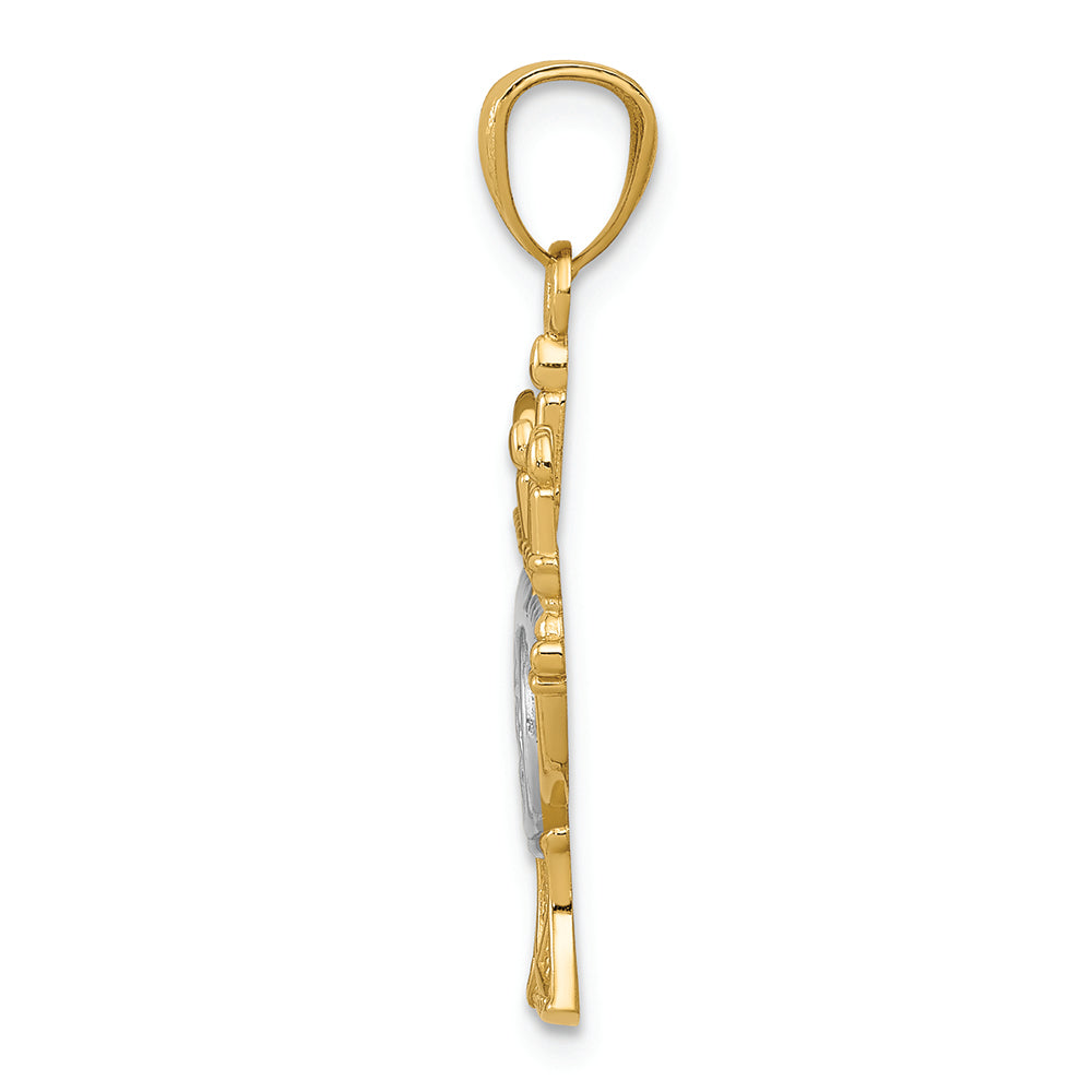 FJC Finejewelers 14k Yellow Gold with Rhodium Plated Menorah Charm