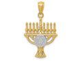 FJC Finejewelers 14k Yellow Gold with Rhodium Plated Menorah Charm