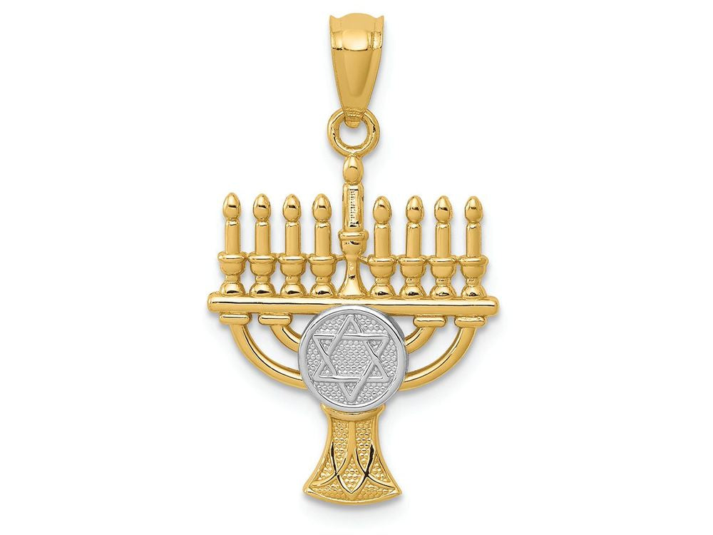 FJC Finejewelers 14k Yellow Gold with Rhodium Plated Menorah Charm