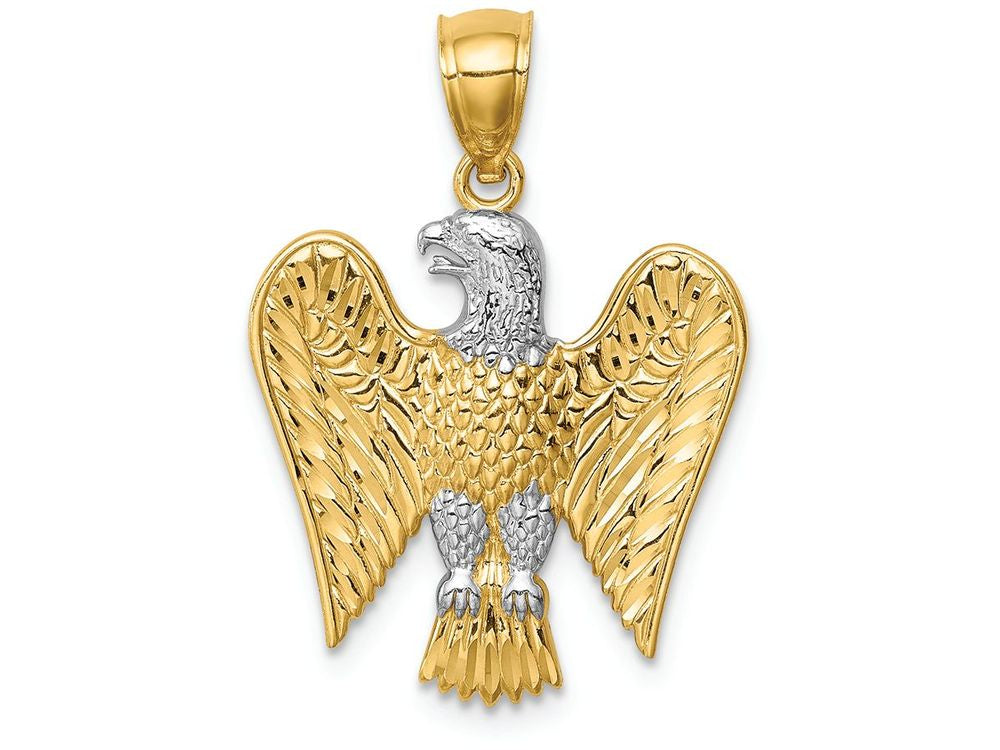 FJC Finejewelers 14k Yellow Gold White with Rhodium Eagle Charm