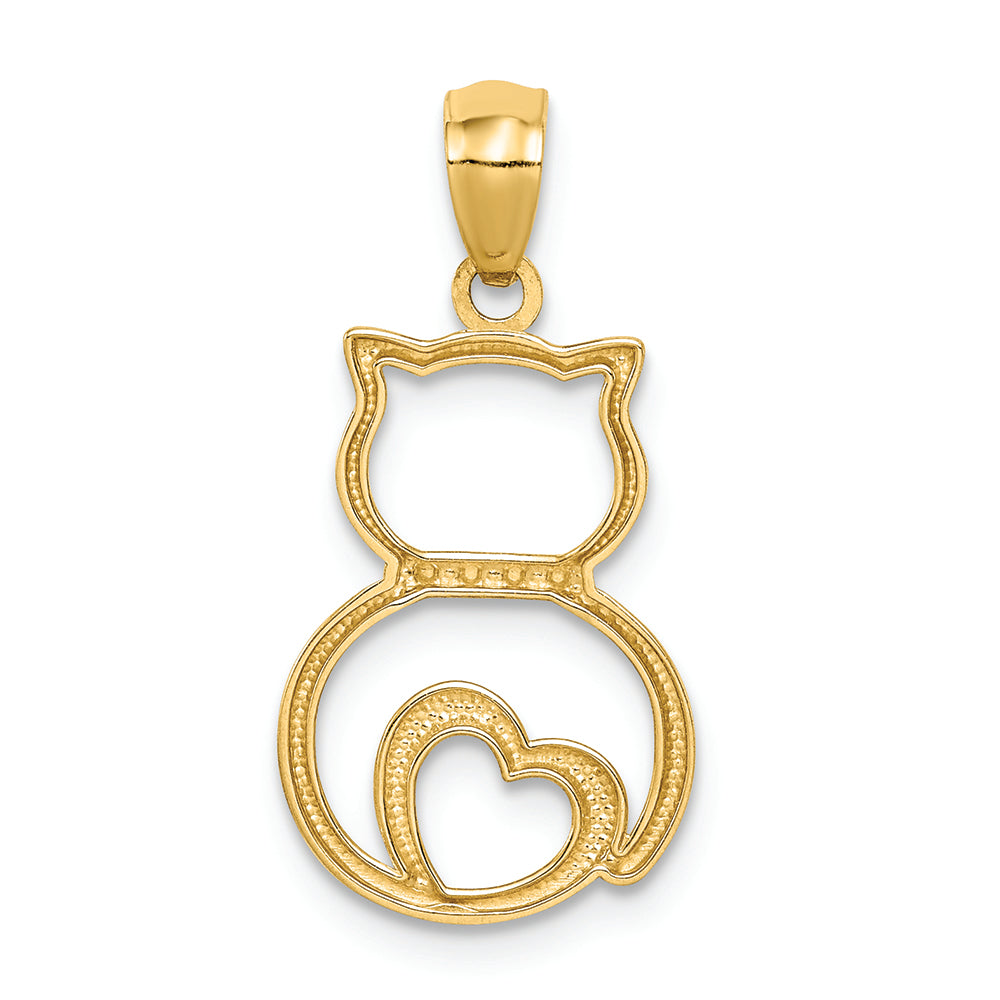 FJC Finejewelers 14k Yellow Gold White with Rhodium Bright Cut Sitting Cat Charm