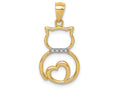 FJC Finejewelers 14k Yellow Gold White with Rhodium Bright Cut Sitting Cat Charm