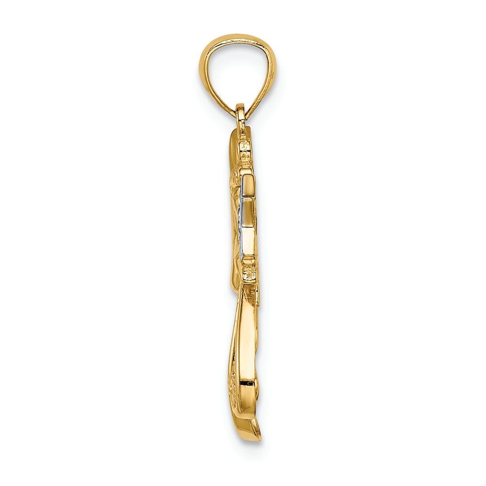 FJC Finejewelers 14k Yellow Gold White with Rhodium Bright Cut Angel with A Star Charm