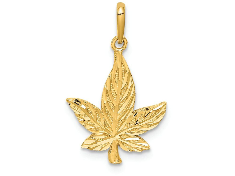 FJC Finejewelers 14k Yellow Gold Bright Cut Leaf Charm