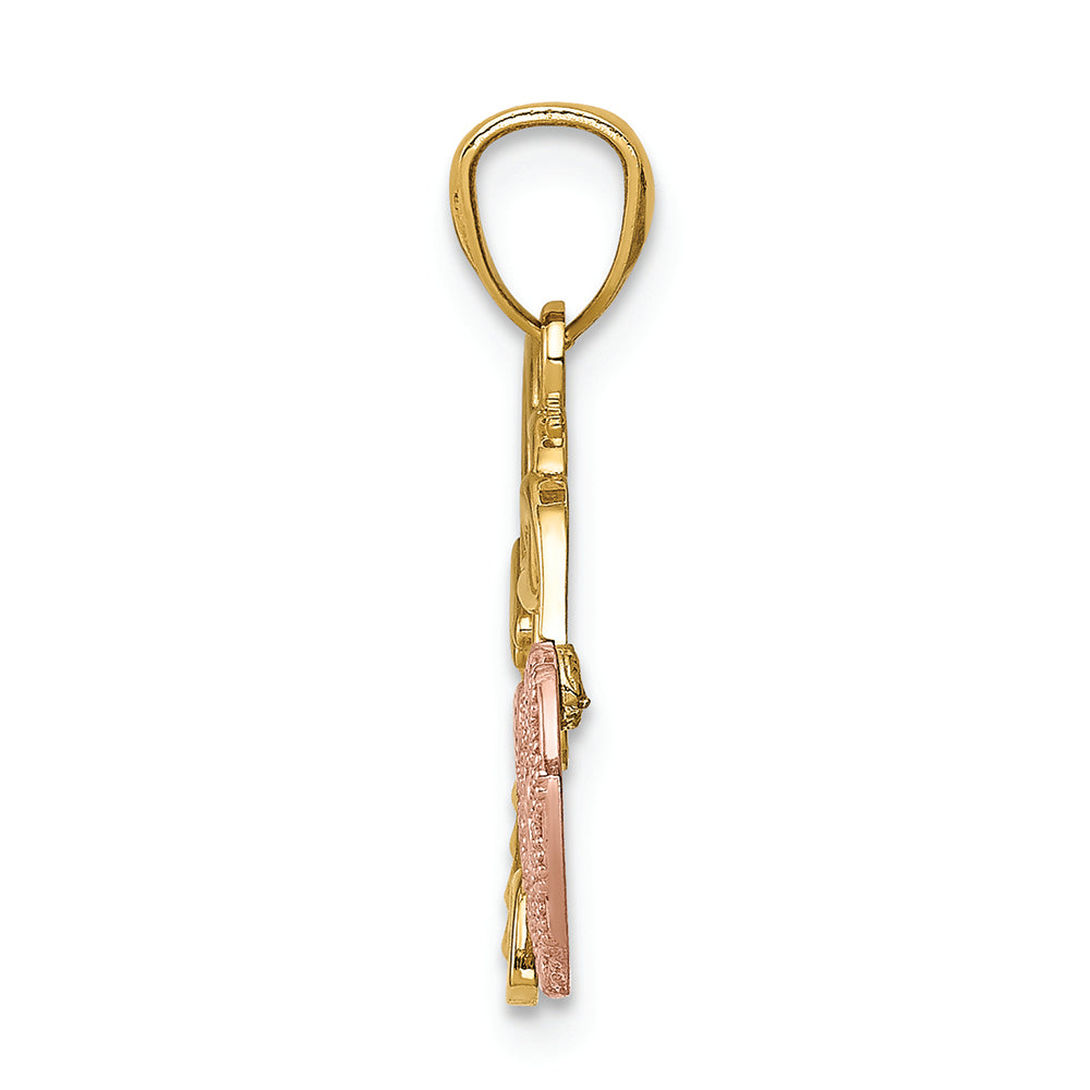 FJC Finejewelers 14k Two-tone Gold Bright Cut Key Heart Charm