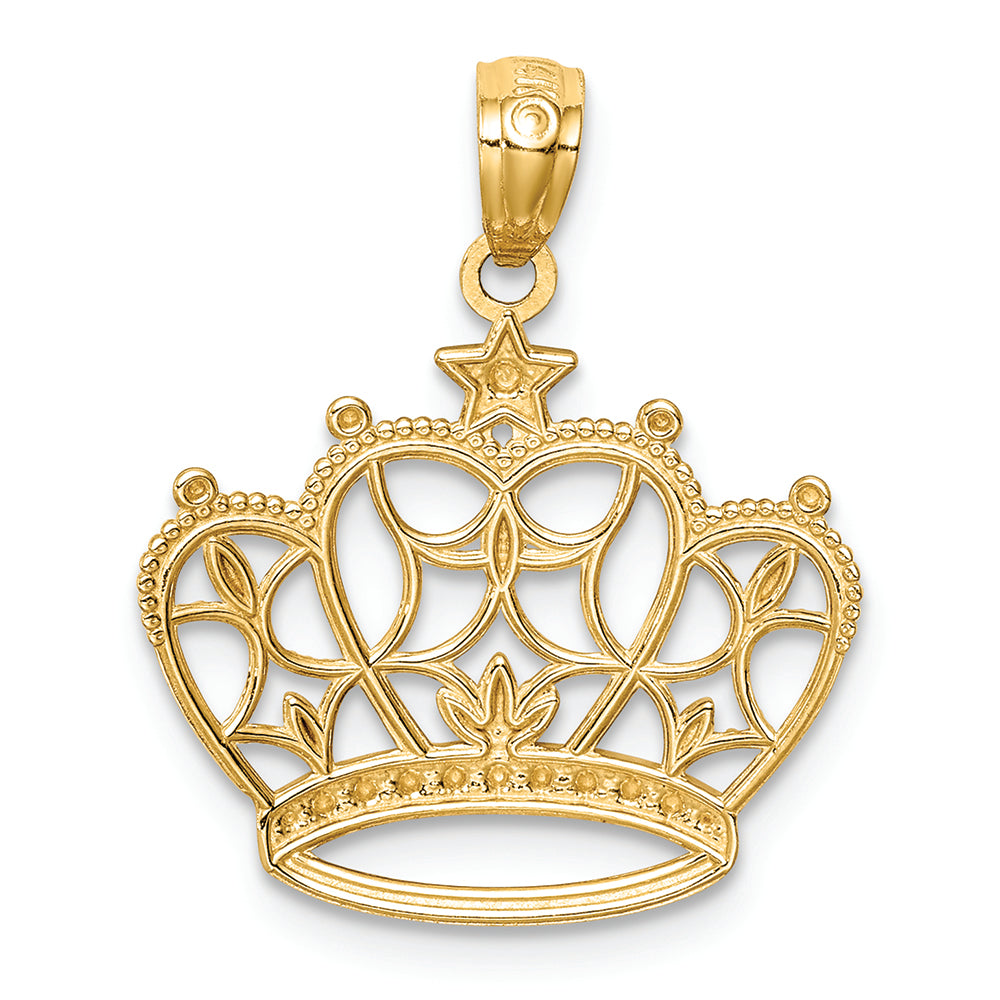 FJC Finejewelers 14k Yellow Gold White with Rhodium Bright Cut Filigree Crown Charm