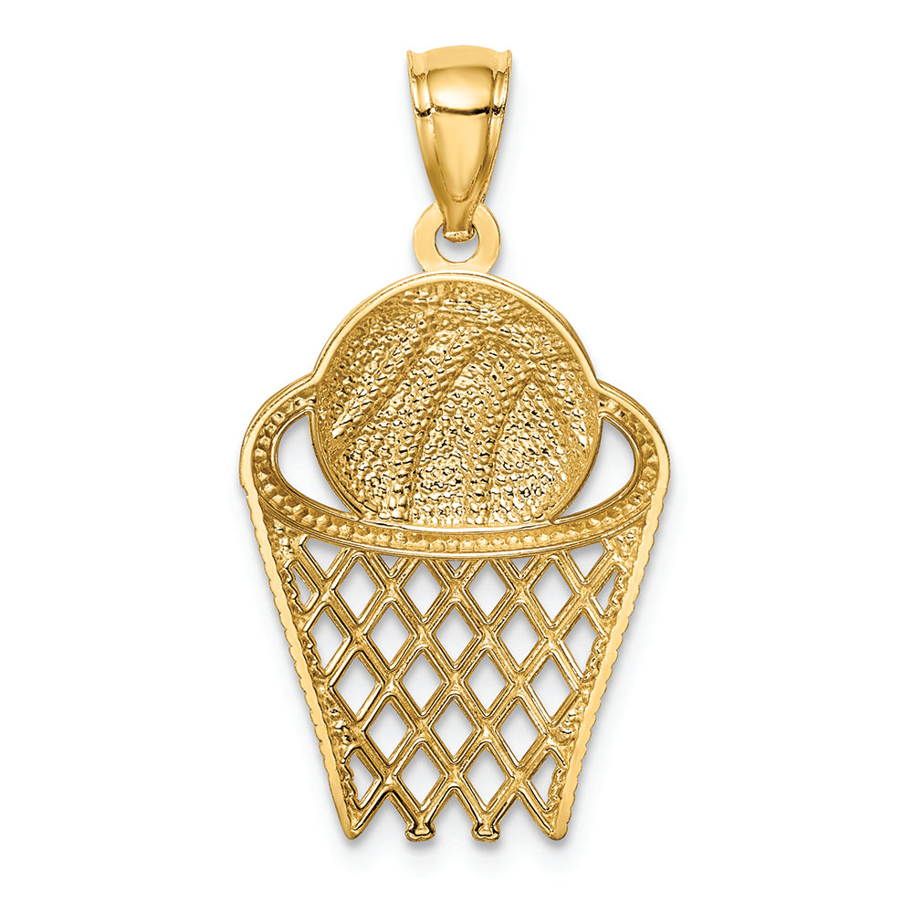 FJC Finejewelers 14k Yellow Gold Basketball In Hoop Charm