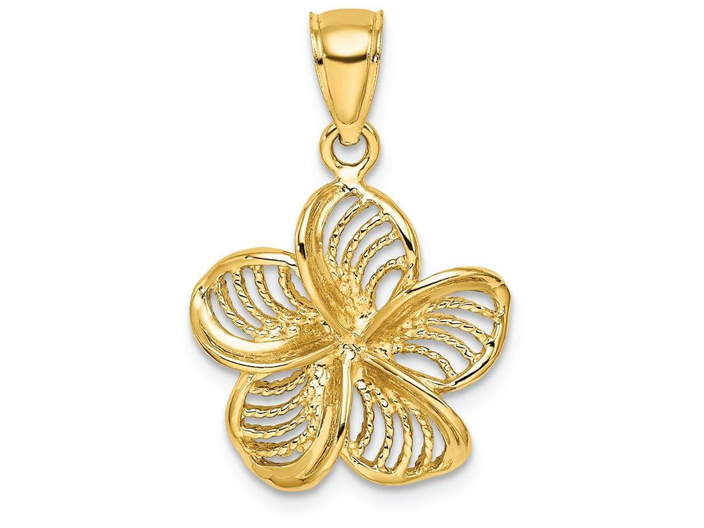 FJC Finejewelers 14k Yellow Gold Plumeria Flower Beaded Charm