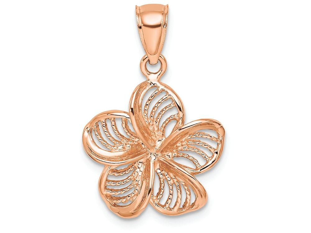 FJC Finejewelers 14k Rose Gold Beaded And Polished Plumeria Flower Charm