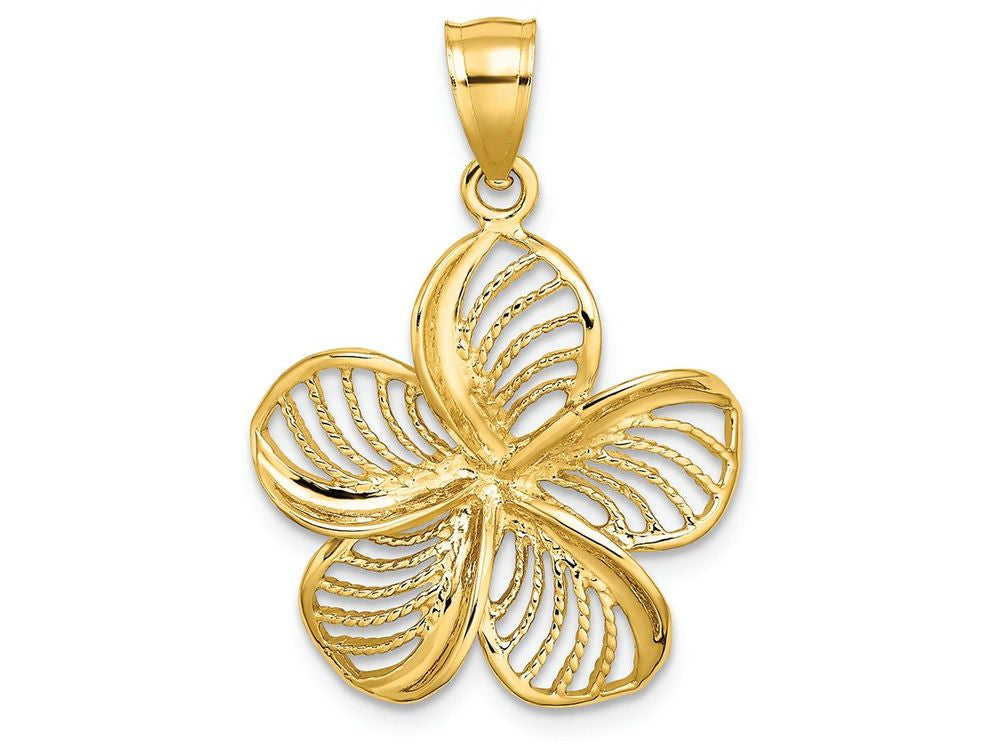 FJC Finejewelers 14k Yellow Gold Plumeria Flower Charm