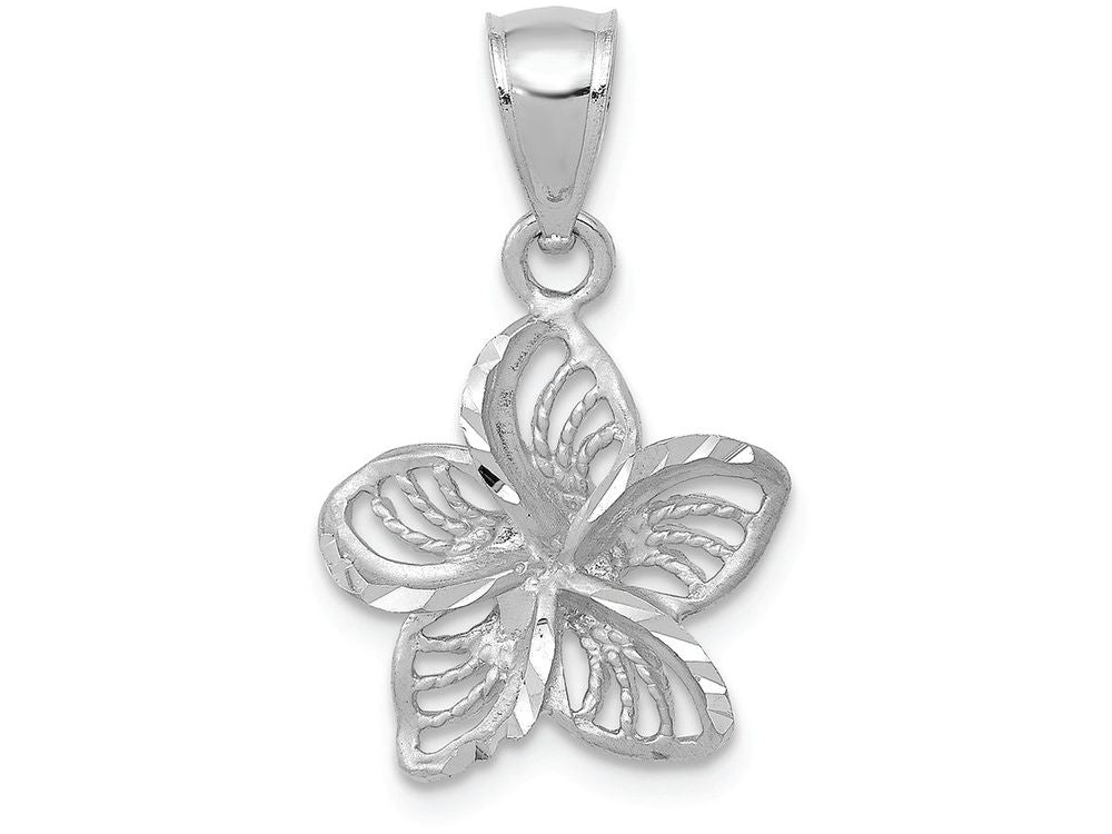 FJC Finejewelers 14k White Gold Plumeria Flower Charm