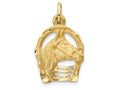 FJC Finejewelers 14k Yellow Gold Bright Cut Horse Head In Horseshoe Charm