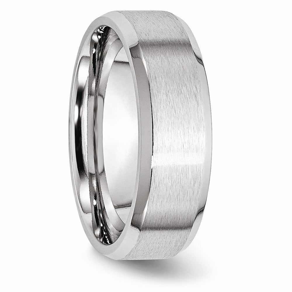 Chisel Cobalt Beveled Edge Satin And Polished 7mm Wedding Band