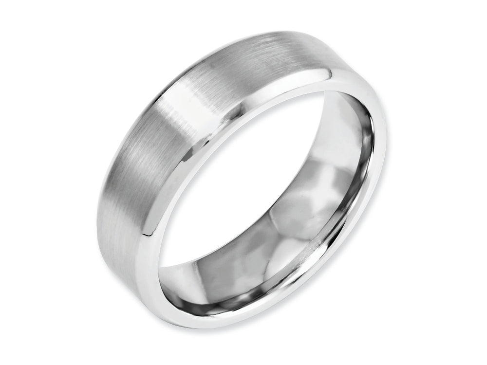 Chisel Cobalt Beveled Edge Satin And Polished 7mm Wedding Band