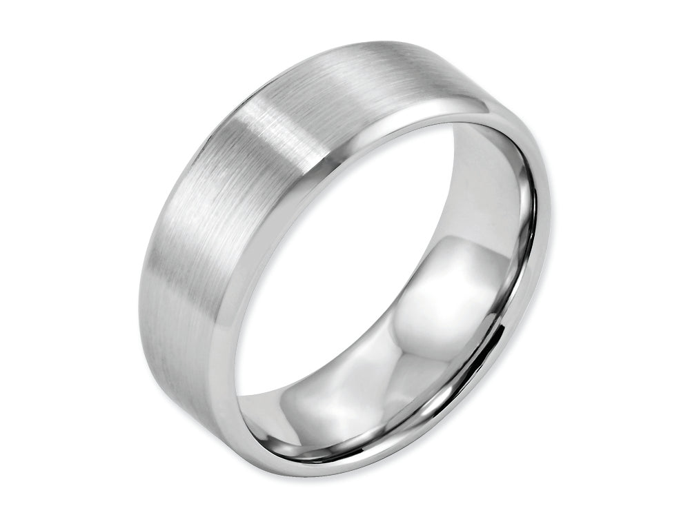Chisel Cobalt Beveled Edge Satin And Polished 8mm Wedding Band