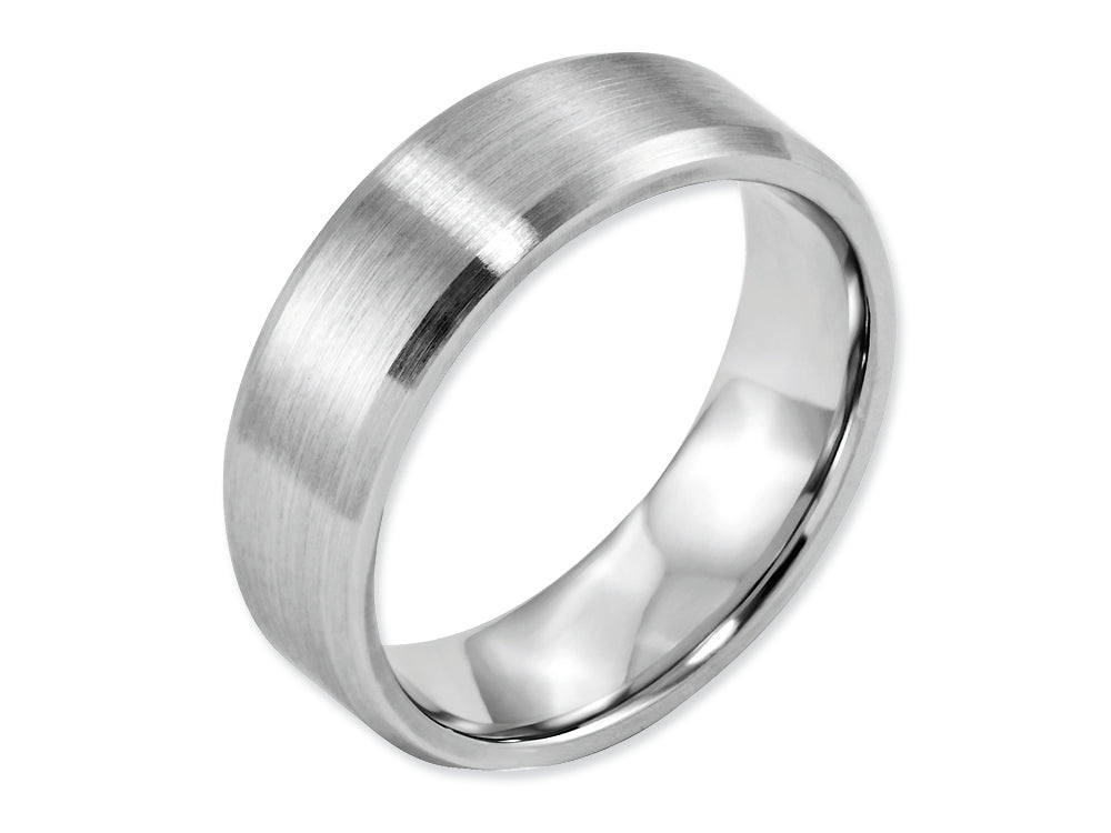 Chisel Cobalt Beveled Edge Satin 7mm Wedding Band