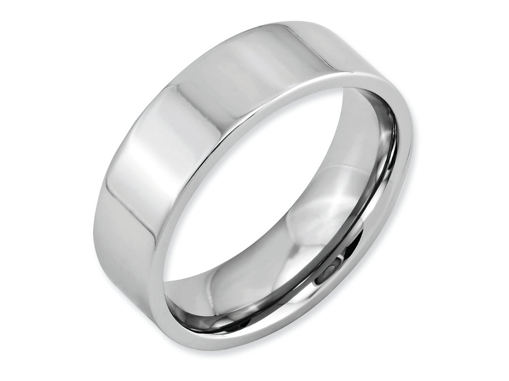 Chisel Cobalt Flat Polished 7mm Wedding Band