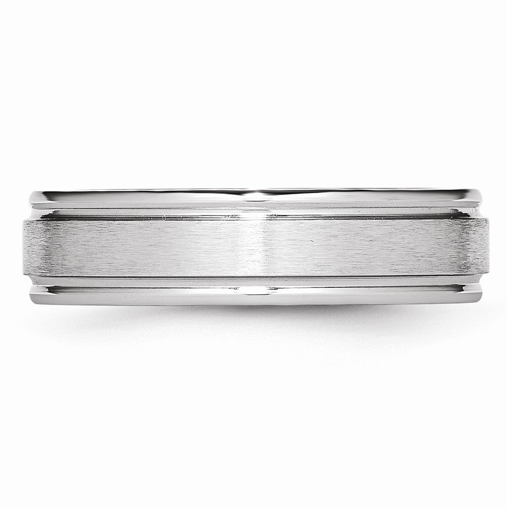 Chisel Cobalt Satin And Polished Ridged Edge 6mm Wedding Band
