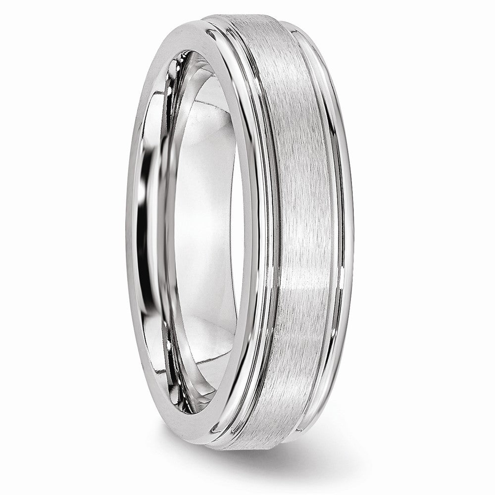 Chisel Cobalt Satin And Polished Ridged Edge 6mm Wedding Band