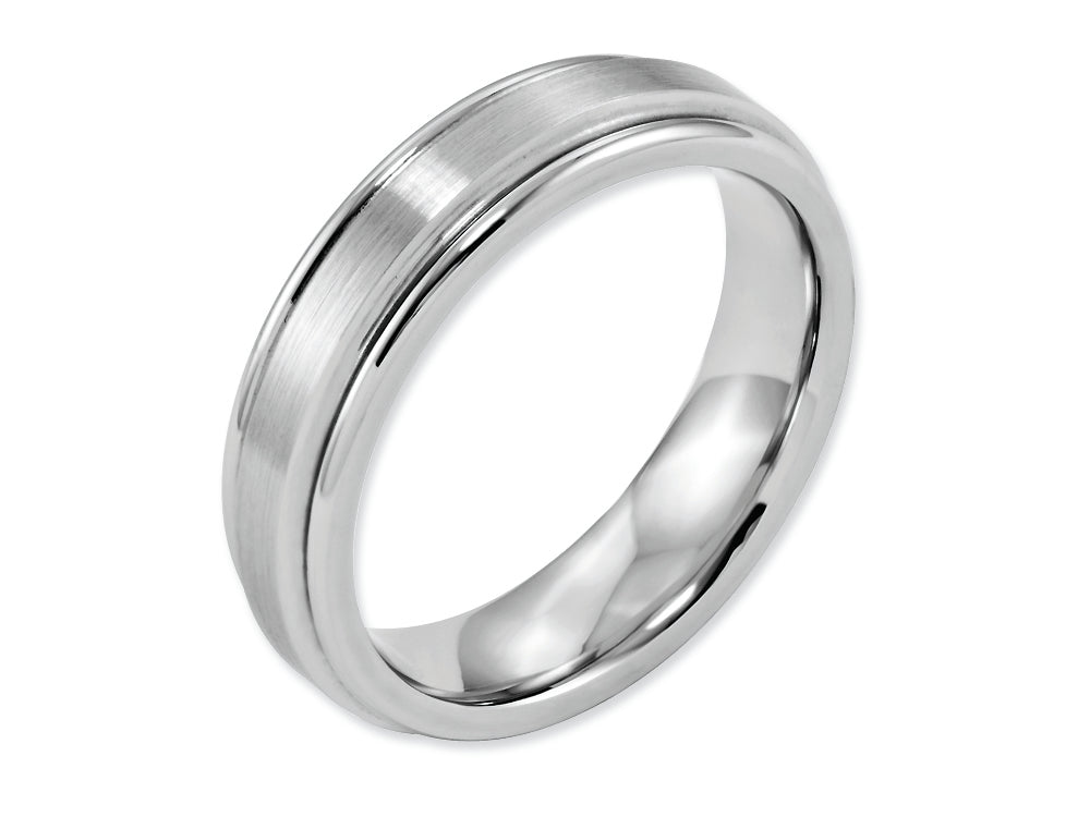 Chisel Cobalt Satin And Polished Ridged Edge 6mm Wedding Band