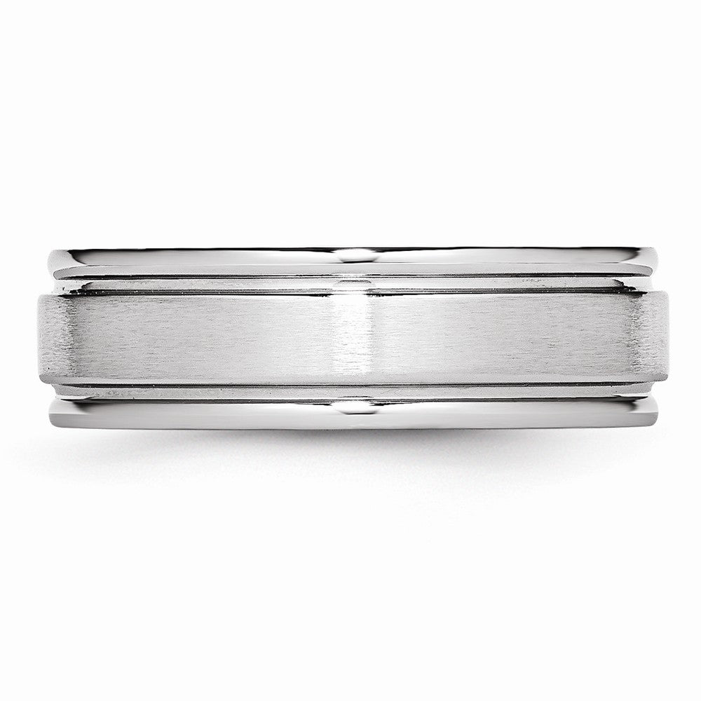Chisel Cobalt Satin And Polished Ridged Edge 7mm Wedding Band