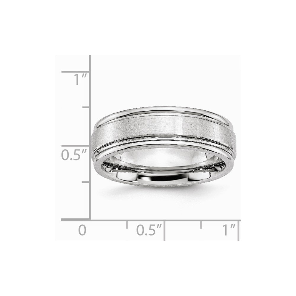 Chisel Cobalt Satin And Polished Ridged Edge 7mm Wedding Band