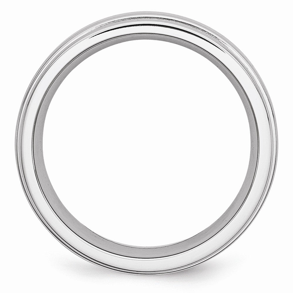 Chisel Cobalt Satin And Polished Ridged Edge 7mm Wedding Band
