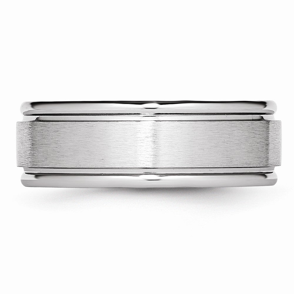 Chisel Cobalt Satin And Polished Ridged Edge 8mm Wedding Band