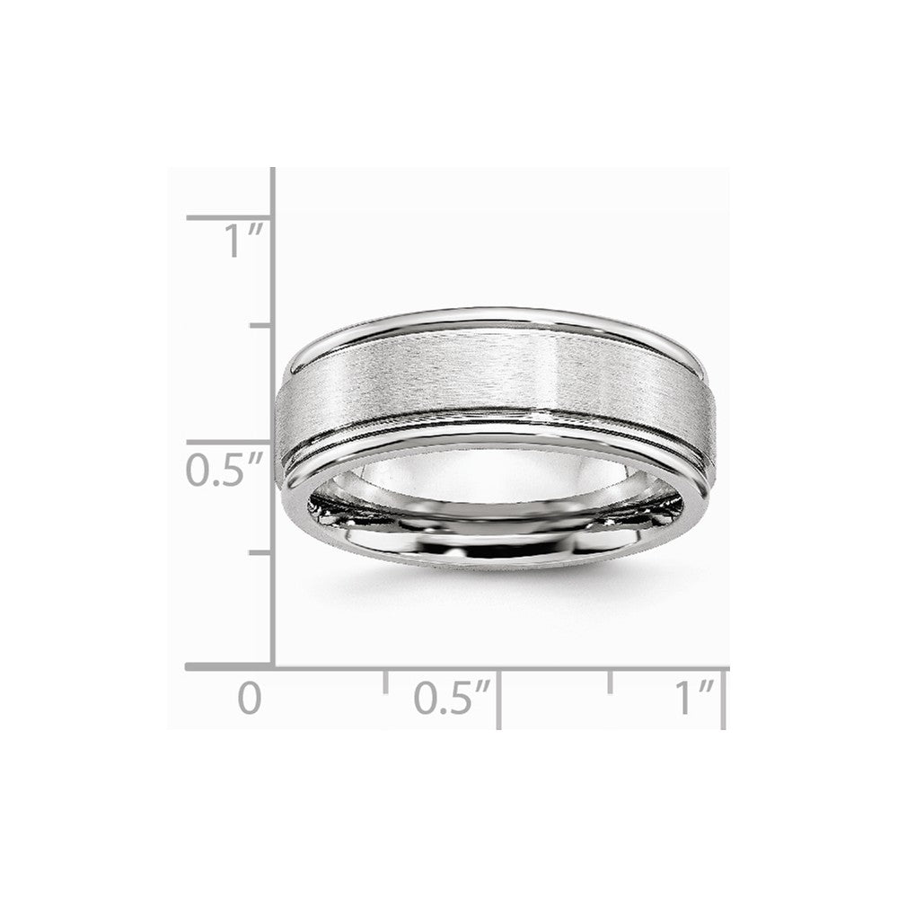 Chisel Cobalt Satin And Polished Ridged Edge 8mm Wedding Band