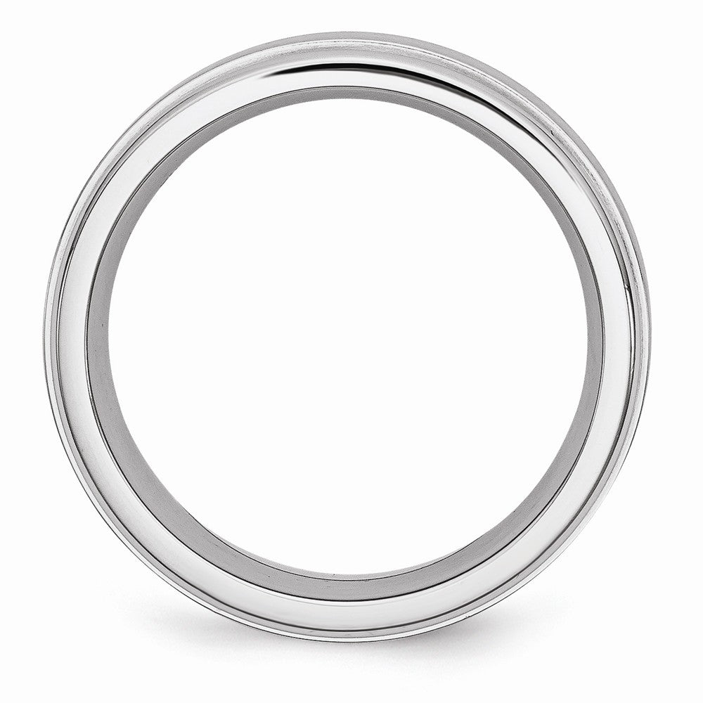 Chisel Cobalt Satin And Polished Ridged Edge 8mm Wedding Band
