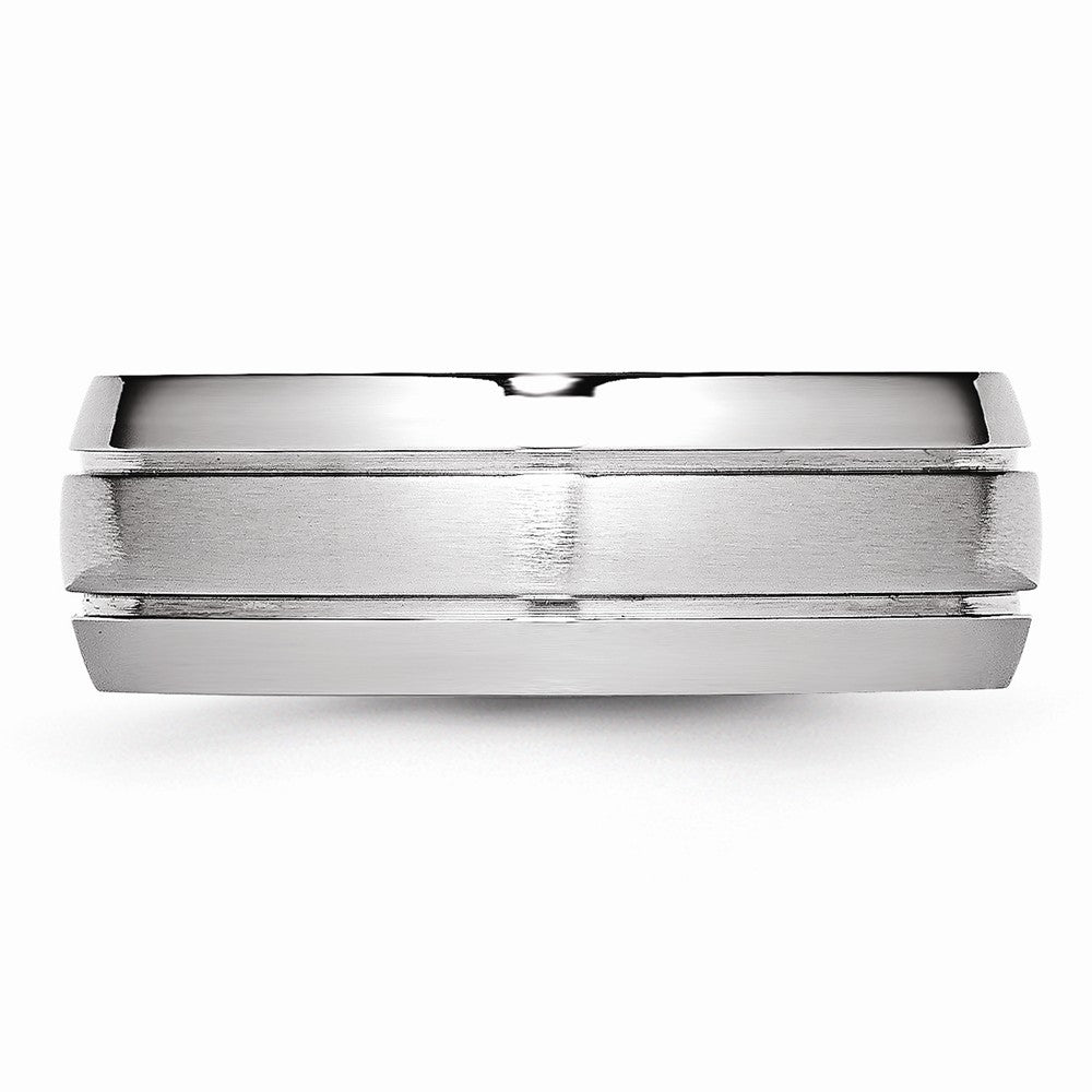 Chisel Cobalt Polished And Satin Grooved 8mm Wedding Band