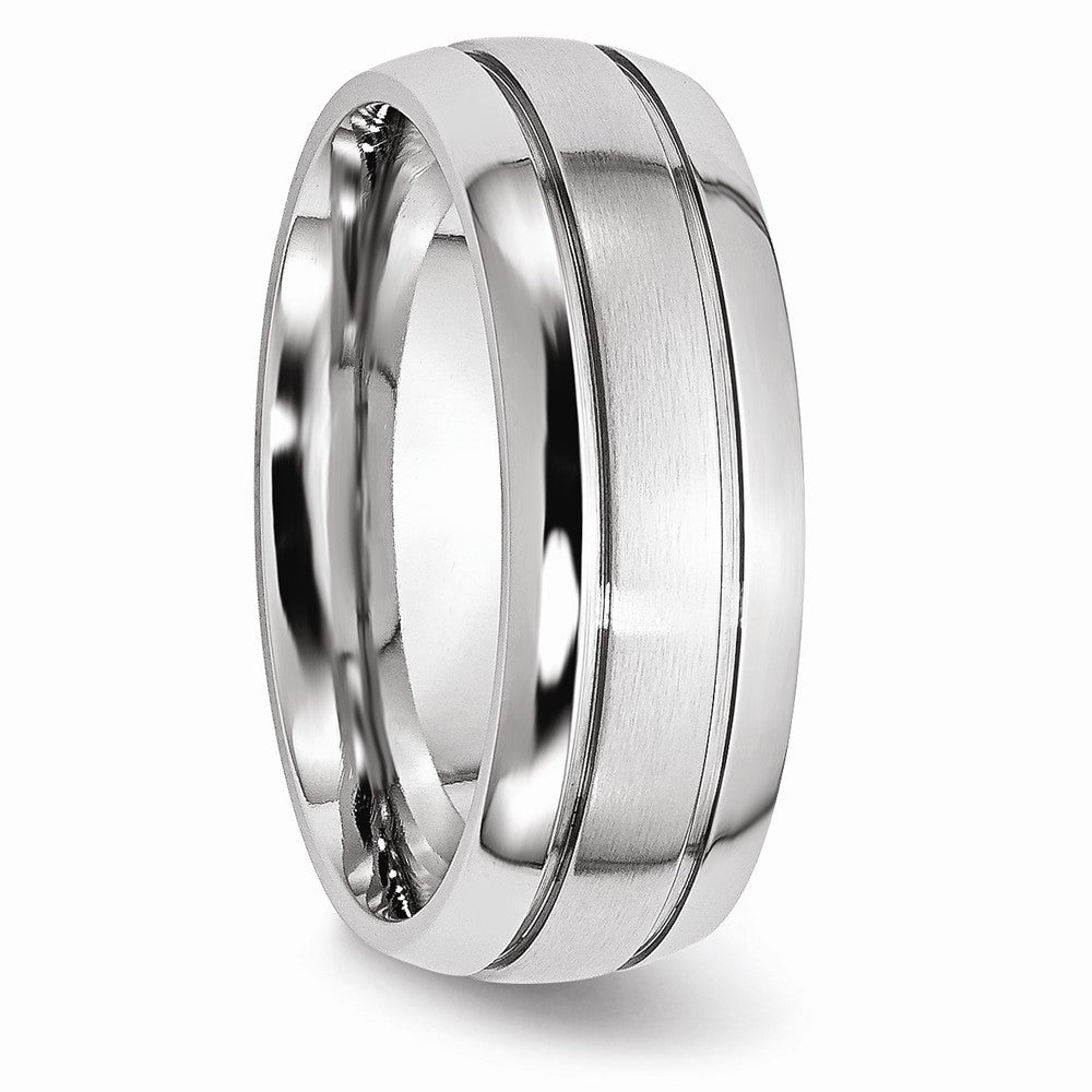Chisel Cobalt Polished And Satin Grooved 8mm Wedding Band