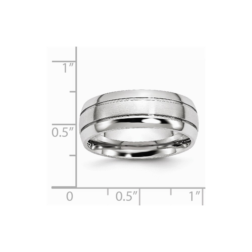 Chisel Cobalt Polished And Satin Grooved 8mm Wedding Band