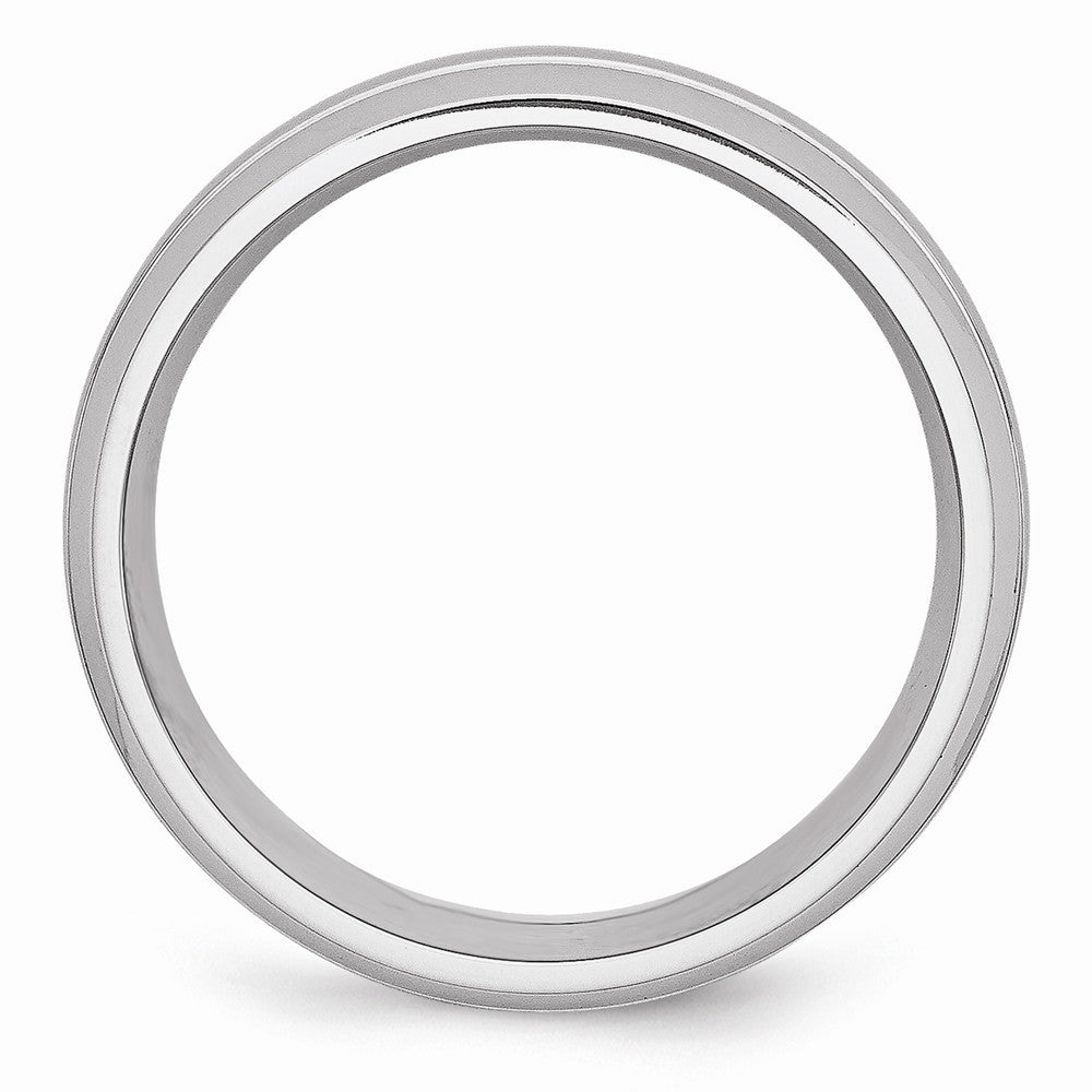 Chisel Cobalt Polished And Satin Grooved 8mm Wedding Band