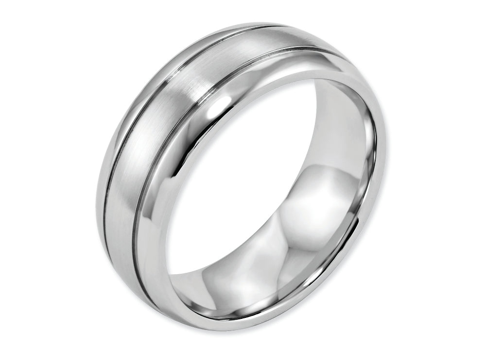 Chisel Cobalt Polished And Satin Grooved 8mm Wedding Band