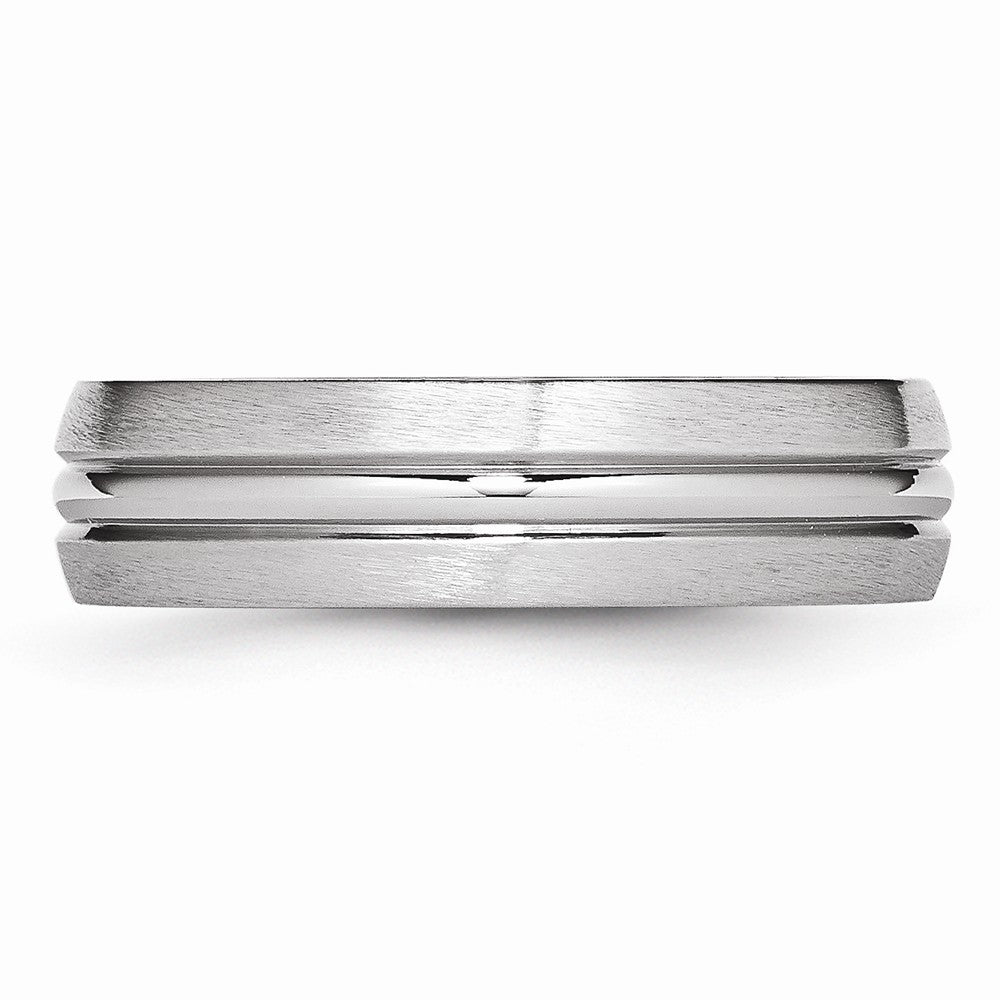 Chisel Cobalt Satin And Polished Grooved 6mm Wedding Band